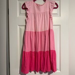 J. Crew Pink Ombre Tiered Ruffle Dress